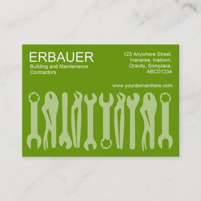 Tarjeta De Visita Herramientas del comercio (Chubby) - Tonos de verd (Anverso)