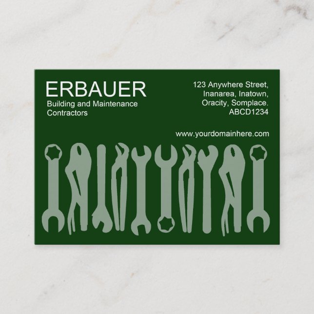 Tarjeta De Visita Herramientas del comercio (Chubby) - Verde oscuro (Anverso)