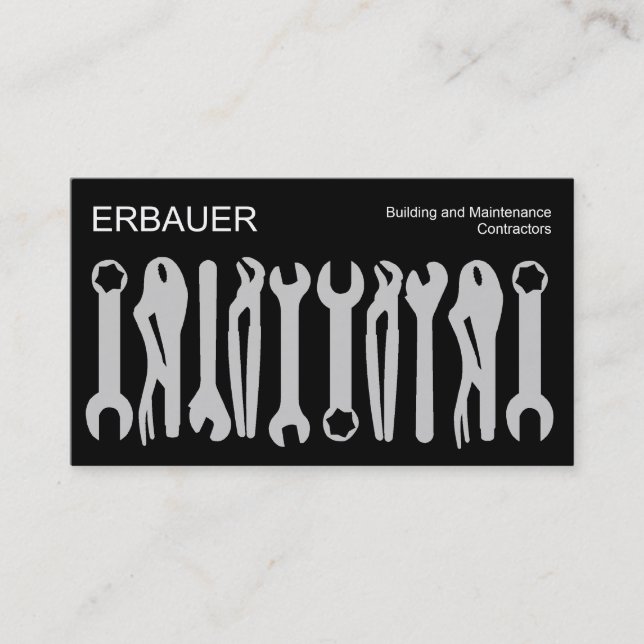 Tarjeta De Visita Herramientas del comercio - Gris sobre negro (Anverso)