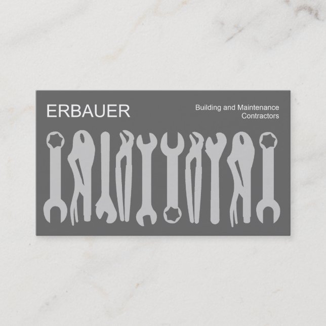 Tarjeta De Visita Herramientas del comercio - Sombras de gris (Anverso)