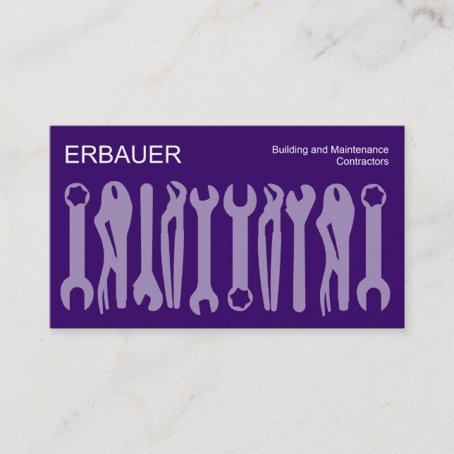 Tarjeta De Visita Herramientas del comercio - Sombras de morado (Anverso)