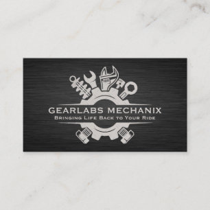 Tarjeta De Visita Herramientas mecánicas de mano   Logotipo de acero
