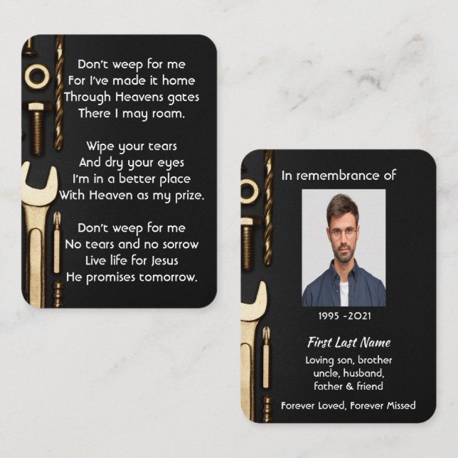 Tarjeta De Visita Herramientas mecánicas de oraciones fotográficas c (Anverso / Reverso)