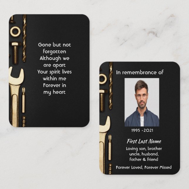 Tarjeta De Visita Herramientas mecánicas de oraciones fotográficas c (Anverso / Reverso)