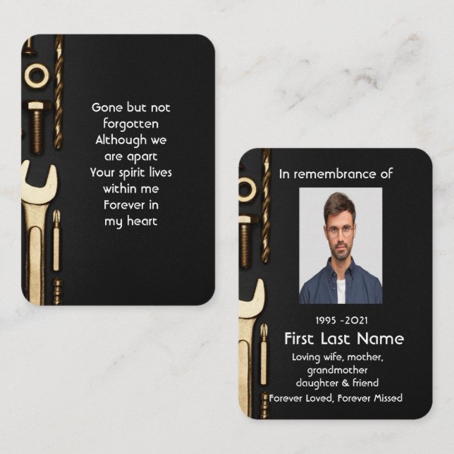 Tarjeta De Visita Herramientas mecánicas de oraciones fotográficas c (Anverso / Reverso)