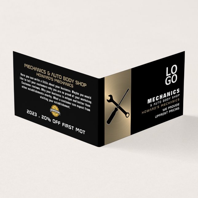 Tarjeta De Visita Herramientas mecánicas, mecánica automática y repa (Exterior)