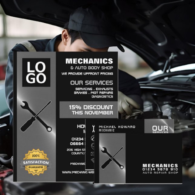 Tarjeta De Visita Herramientas mecánicas, mecánica automática y repa (Subido por el creador)