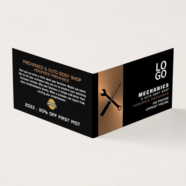 Tarjeta De Visita Herramientas mecánicas, mecánica automática y repa (Exterior)