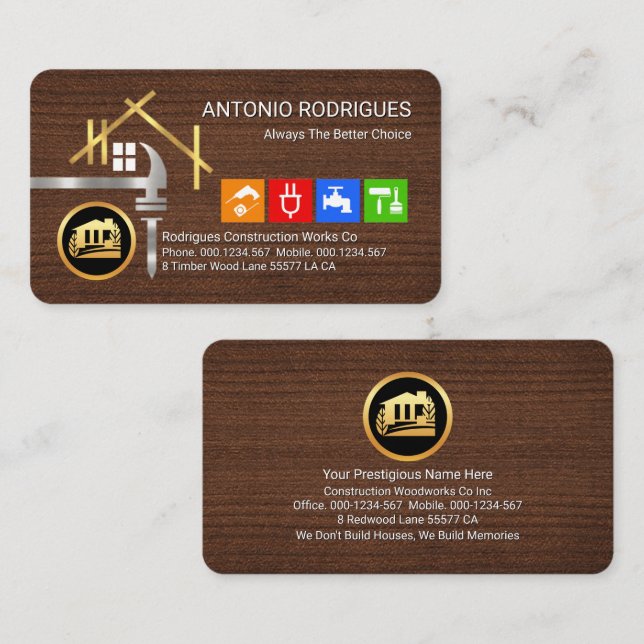 Tarjeta De Visita Herramientas para el manual del techo (Anverso / Reverso)