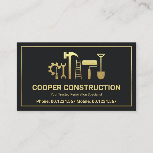 Tarjeta De Visita Herramientas para manos Gold Letra C Logo, Contrat (Anverso)