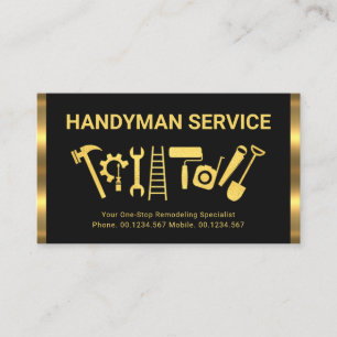 Tarjeta De Visita Herramientas retro de rayas de oro para mandamás #