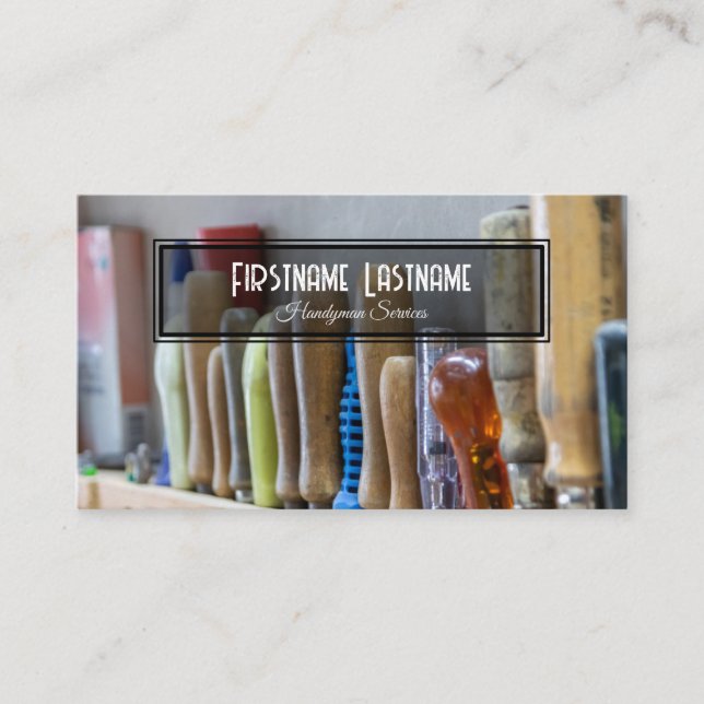 Tarjeta De Visita Herramientas rústicas del banco de trabajo de vint (Anverso)