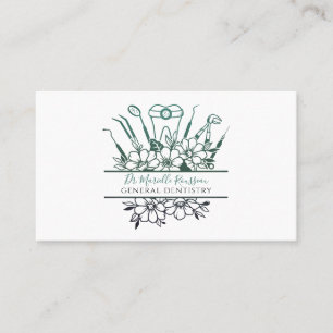 Tarjeta De Visita Herramientas y floral para dentistas