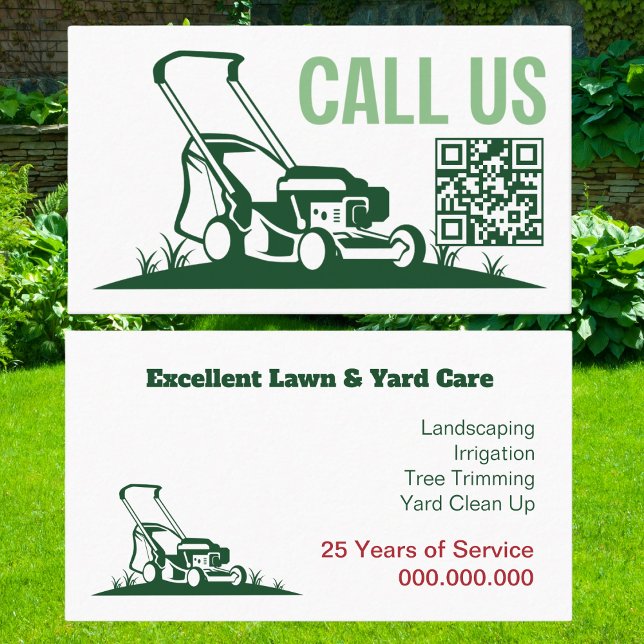 Tarjeta De Visita Hervidad en el jardín (Lawn and Yard Care Professional Business Card. Modern with QR code. )