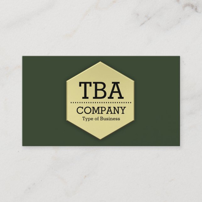 Tarjeta De Visita Hexagón de oro - Verde cazador (Anverso)