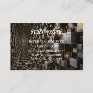 Tarjeta De Visita Hexágono de Oro Negro de Lujo