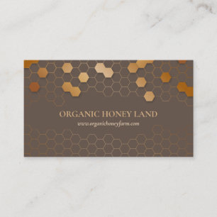 Tarjeta De Visita hexágono de panal de abeja moderno marrón