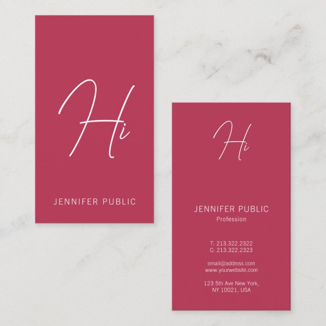 Tarjeta De Visita Hi Business Cards Typografía vertical moderna (Anverso / Reverso)