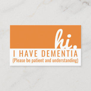 Tarjeta De Visita hi demencia y alzheimers paciencia pvc badge