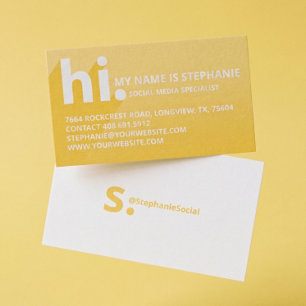 Tarjeta De Visita Hi My Name is Bold Diagonal Shadow Yellow Gradient