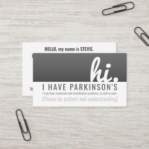 Tarjeta De Visita hi parkinsons patentabilidad pvc badge