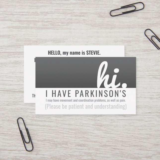 Tarjeta De Visita hi parkinsons patentabilidad pvc badge (Anverso/Reverso In Situ)