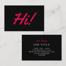 Tarjeta De Visita Hi Professional Pink Red Black Modern