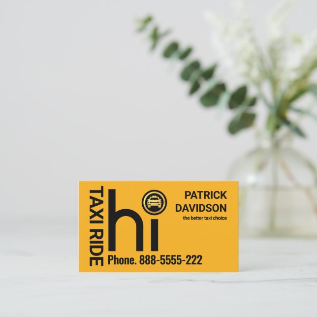 Tarjeta De Visita HI Yellow Taxi Car Driver (Anverso de pie)