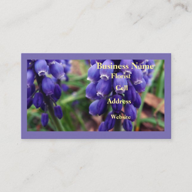 Tarjeta De Visita Hiacinth Florist de uva (Anverso)