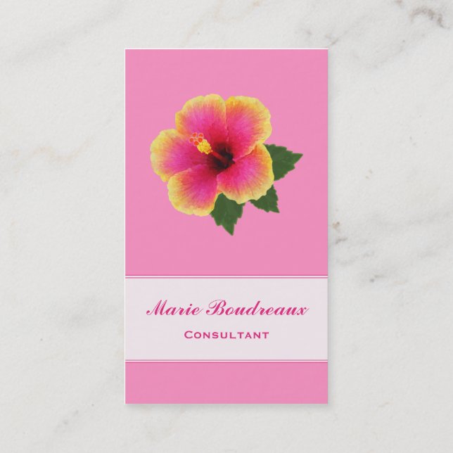 Tarjeta De Visita Hibisco brillante en rosa (Reverso)