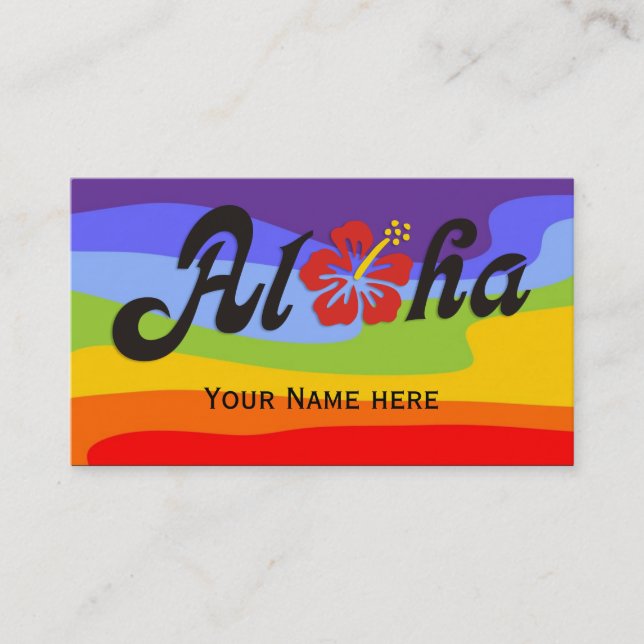 Tarjeta De Visita Hibisco de la hawaiana - diseño plano de Hawaii + (Anverso)