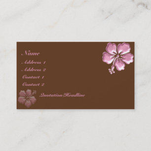 Tarjeta De Visita Hibisco rosado y chocolate del KRW elegantes
