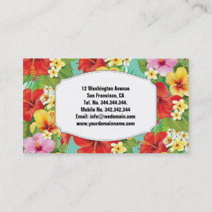 Tarjeta De Visita Hibisco y islas tropicales de Hawaii del Plumeria