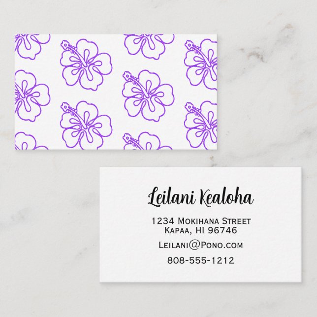 Tarjeta De Visita Hibiscus batik patrón pono vibes tropicales (Anverso / Reverso)
