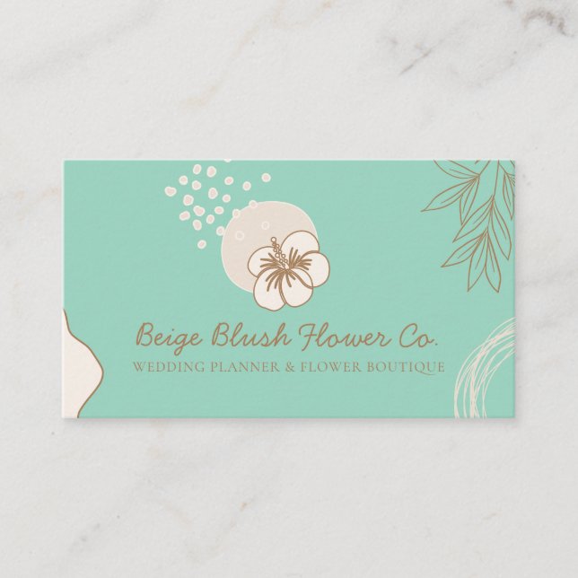 Tarjeta De Visita Hibiscus Boda Calligraphy green (Anverso)