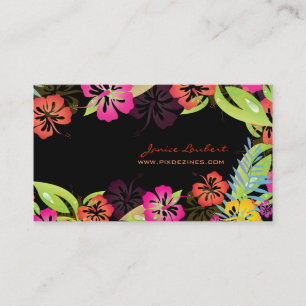 Tarjeta De Visita Hibiscus, flores tropicales retro audaces