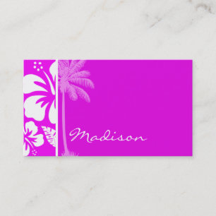 Tarjeta De Visita Hibiscus tropical hawaiano de Fuchsia