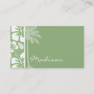Tarjeta De Visita Hibiscus Tropical Laurel Green Hawaiian