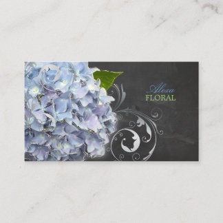 Tarjeta De Visita Hidráneas azules de PixDezines, floristas/pizarra