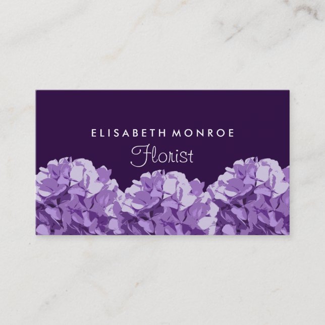 Tarjeta De Visita Hidrangea púrpura, Floristía (Anverso)