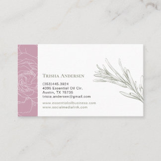 Tarjeta De Visita Hierba botánica floral color de rosa y de Rosemary