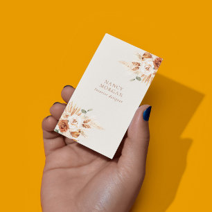Tarjeta De Visita Hierba de Pampas Boho Terracota Floral