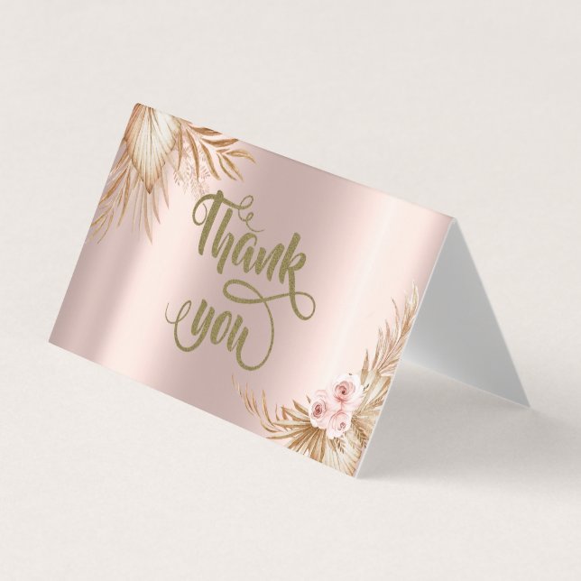 Tarjeta De Visita Hierba de Pampas Lujo Rosa Dorado (Anverso)