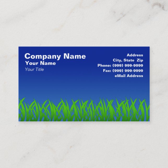 Tarjeta De Visita Hierba verde contra el cielo claro azul (Anverso)