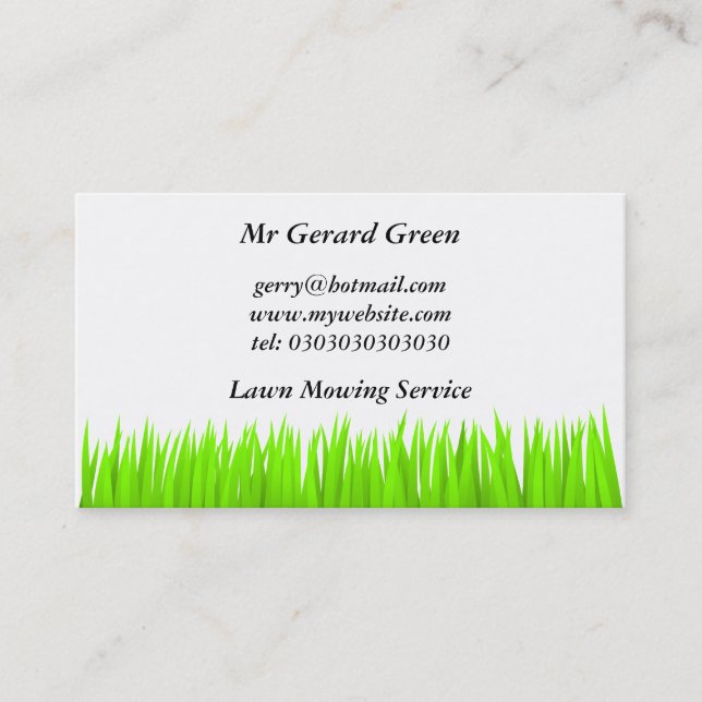 Tarjeta De Visita Hierba verde, servicio de siega del césped (Anverso)