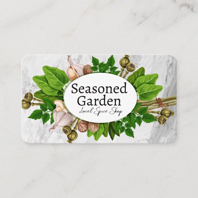 Tarjeta De Visita Hierbas Especias | Jardín (Anverso)