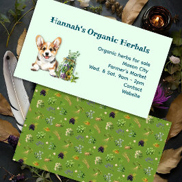 Tarjeta De Visita Hierbas Herbolario Curación Botánicos Corgi 