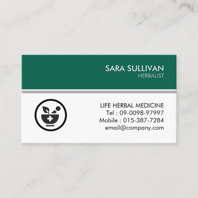 Tarjeta De Visita Hierbas medicinales de Mortar Pestle (Anverso)