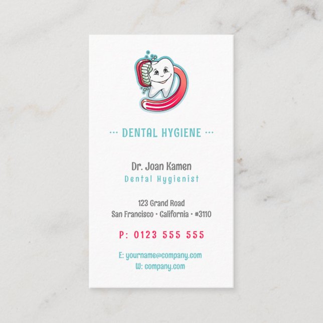 Tarjeta De Visita Higiene dental para los niños | Dentista (Anverso)