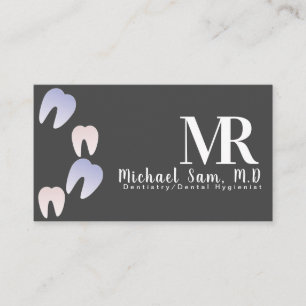 Tarjeta De Visita Higienista Dental Logo Diente Ombre Gris Negocio